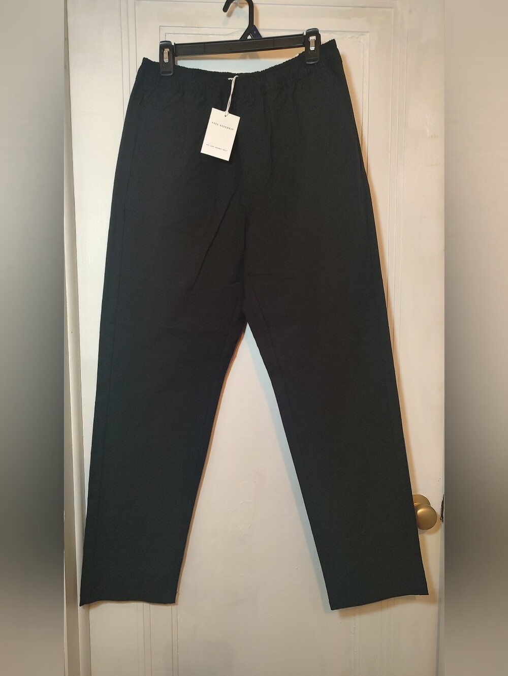 Free Assembly Men's Size M Straight Fit Tapered Leg Pull On Commuter Pants Black